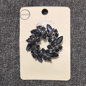 Louisa Midnight Blue and Silver Floral Brooch
